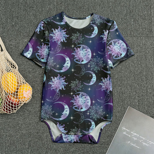 Galaxy Celestial Sun And Moon Print Men's Bodysuit