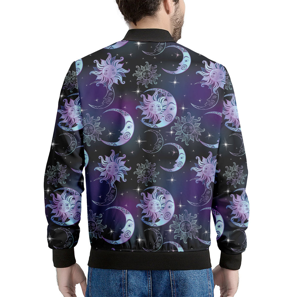 Galaxy Celestial Sun And Moon Print Men's Bomber Jacket