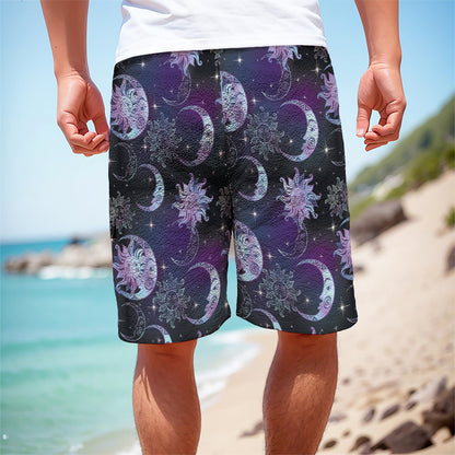 Galaxy Celestial Sun And Moon Print Men's Cargo Shorts