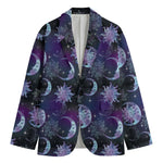 Galaxy Celestial Sun And Moon Print Men's Cotton Blazer