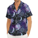 Galaxy Celestial Sun And Moon Print Men's Deep V-Neck Shirt