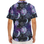 Galaxy Celestial Sun And Moon Print Men's Deep V-Neck Shirt