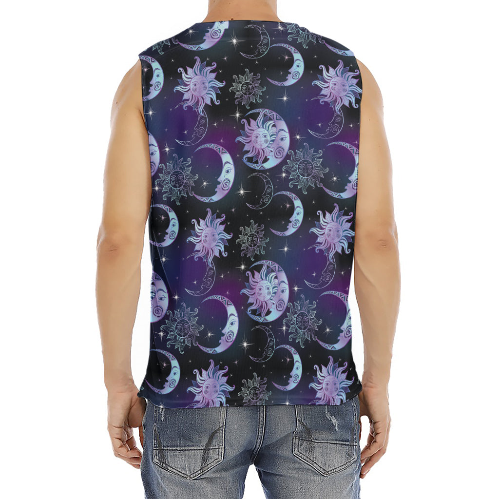 Galaxy Celestial Sun And Moon Print Men's Fitness Tank Top