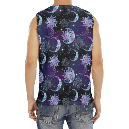 Galaxy Celestial Sun And Moon Print Men's Fitness Tank Top