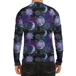 Galaxy Celestial Sun And Moon Print Men's Long Sleeve Rash Guard
