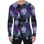 Galaxy Celestial Sun And Moon Print Men's Long Sleeve T-Shirt