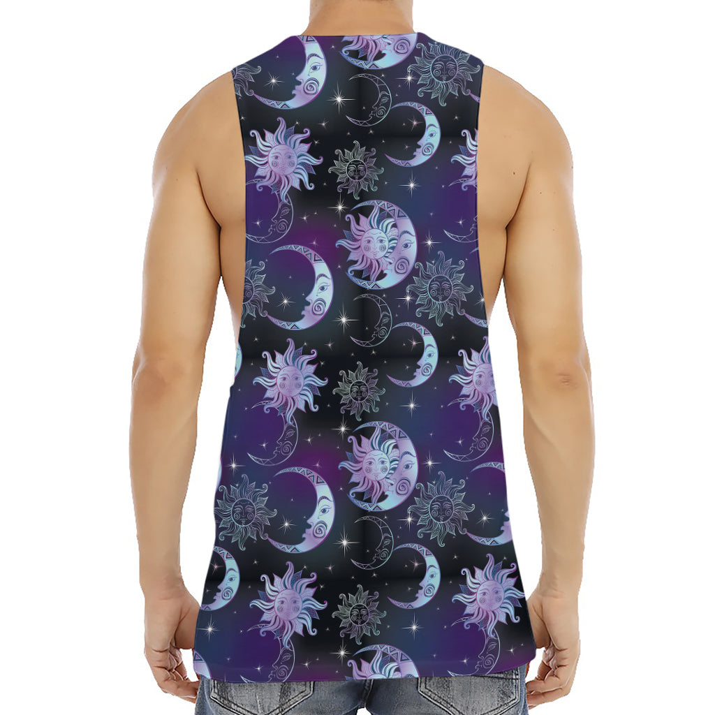 Galaxy Celestial Sun And Moon Print Men's Muscle Tank Top