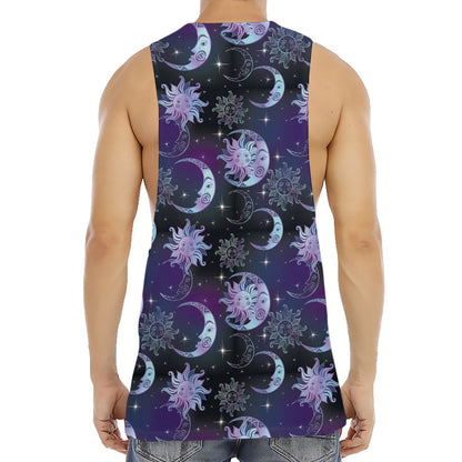Galaxy Celestial Sun And Moon Print Men's Muscle Tank Top