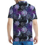 Galaxy Celestial Sun And Moon Print Men's Polo Shirt