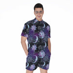 Galaxy Celestial Sun And Moon Print Men's Rompers