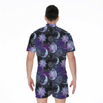 Galaxy Celestial Sun And Moon Print Men's Rompers