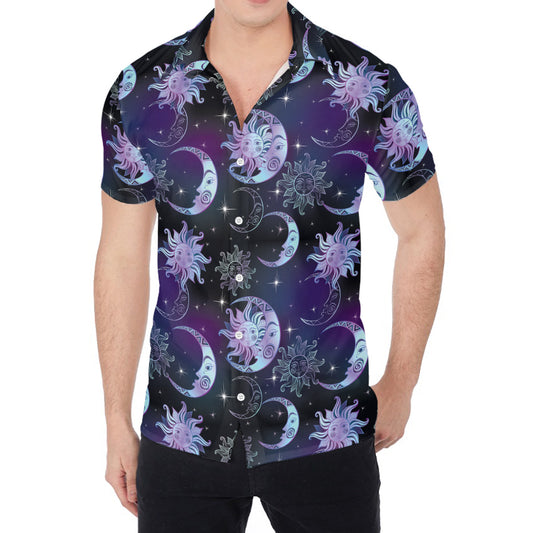 Galaxy Celestial Sun And Moon Print Men's Shirt
