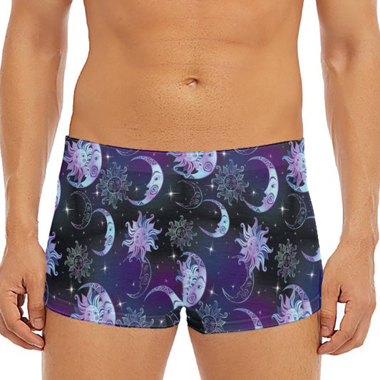 Galaxy Celestial Sun And Moon Print Men's Short Boxer Briefs