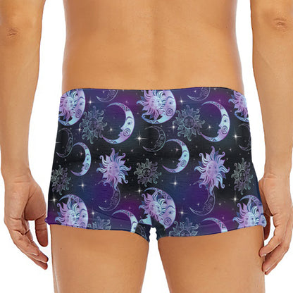 Galaxy Celestial Sun And Moon Print Men's Short Boxer Briefs