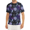 Galaxy Celestial Sun And Moon Print Men's Short Sleeve Rash Guard