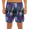 Galaxy Celestial Sun And Moon Print Men's Split Running Shorts