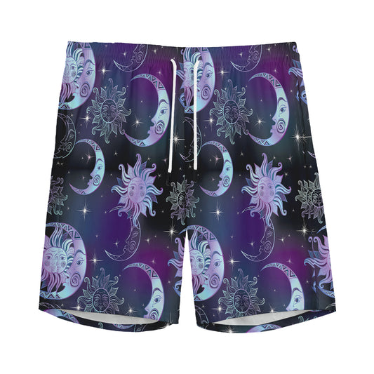 Galaxy Celestial Sun And Moon Print Men's Sports Shorts