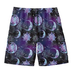 Galaxy Celestial Sun And Moon Print Men's Swim Trunks