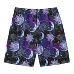 Galaxy Celestial Sun And Moon Print Men's Swim Trunks