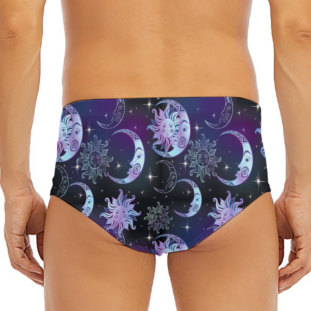 Galaxy Celestial Sun And Moon Print Men's Triangle Swim Briefs