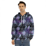 Galaxy Celestial Sun And Moon Print Men's Velvet Pullover Hoodie