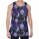 Galaxy Celestial Sun And Moon Print Men's Velvet Tank Top