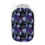 Galaxy Celestial Sun And Moon Print Mesh Laundry Hamper