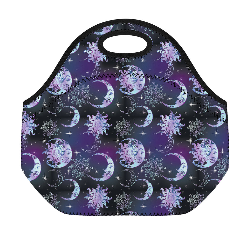 Galaxy Celestial Sun And Moon Print Neoprene Lunch Bag