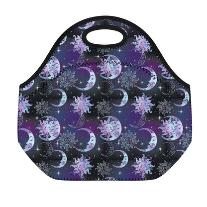 Galaxy Celestial Sun And Moon Print Neoprene Lunch Bag