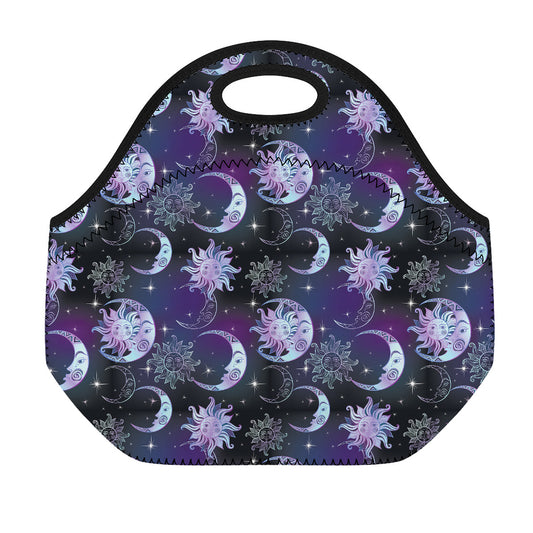 Galaxy Celestial Sun And Moon Print Neoprene Lunch Bag