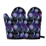 Galaxy Celestial Sun And Moon Print Oven Mitts
