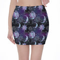 Galaxy Celestial Sun And Moon Print Pencil Mini Skirt