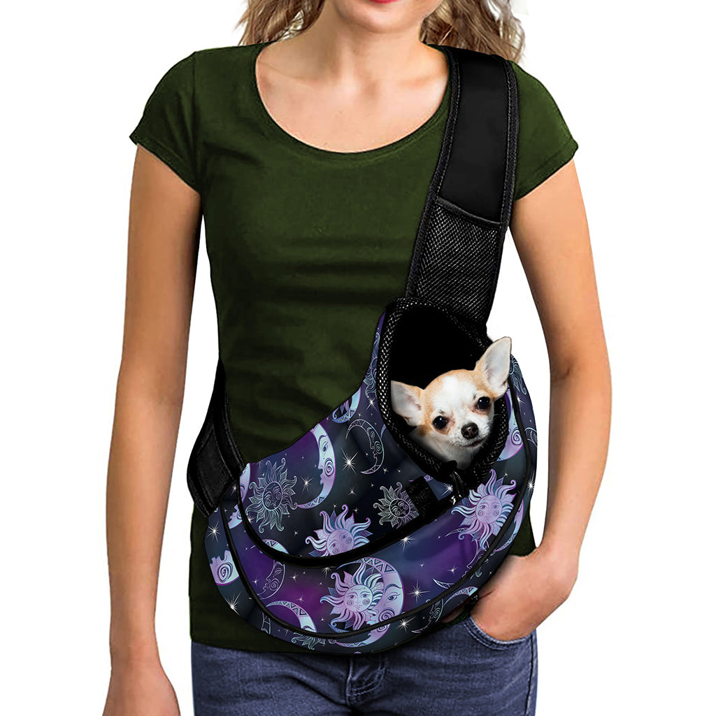 Galaxy Celestial Sun And Moon Print Pet Sling Carrier