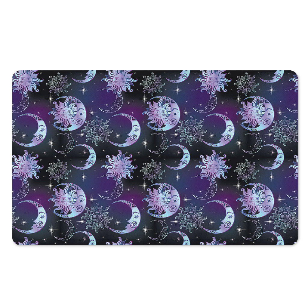 Galaxy Celestial Sun And Moon Print Polyester Doormat