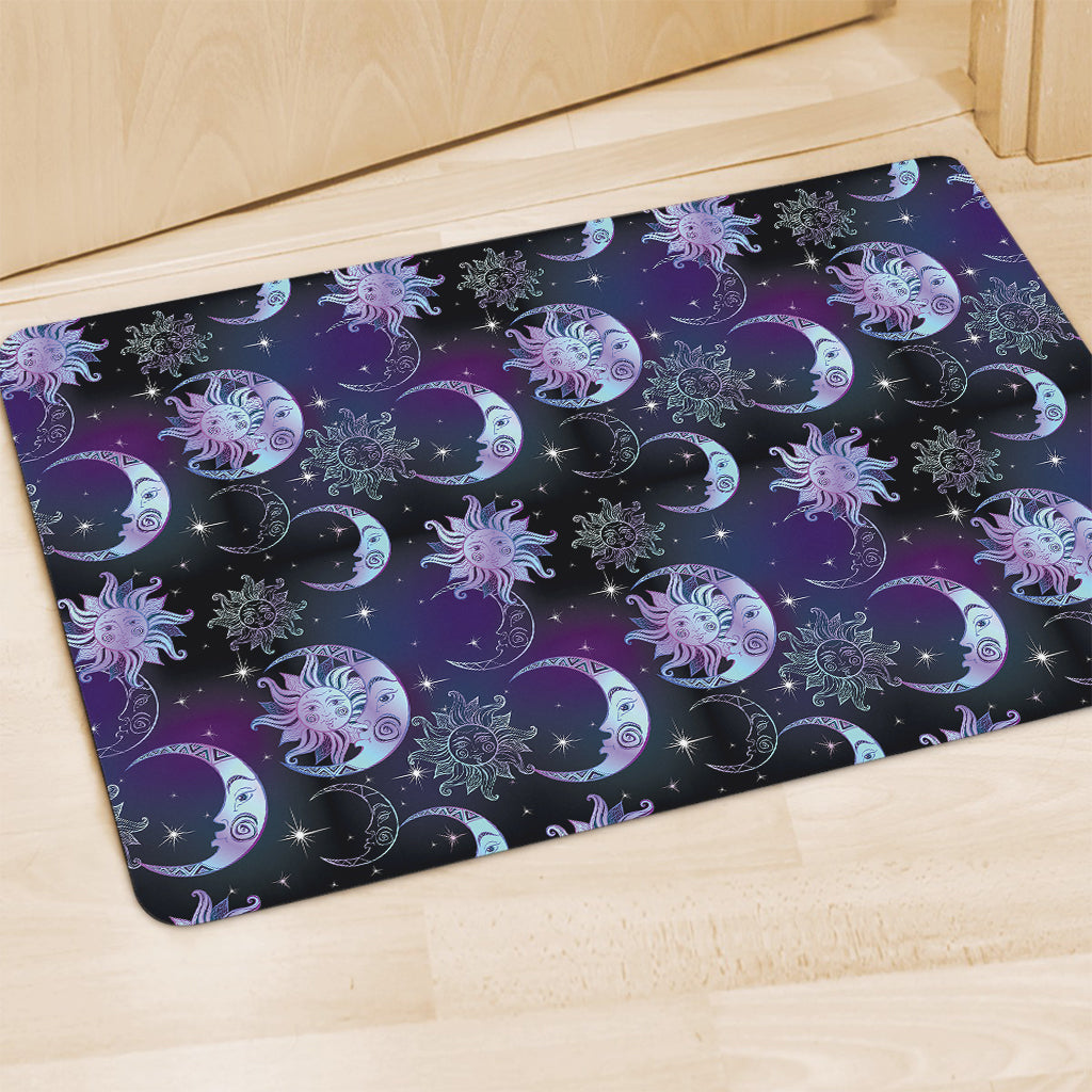 Galaxy Celestial Sun And Moon Print Polyester Doormat