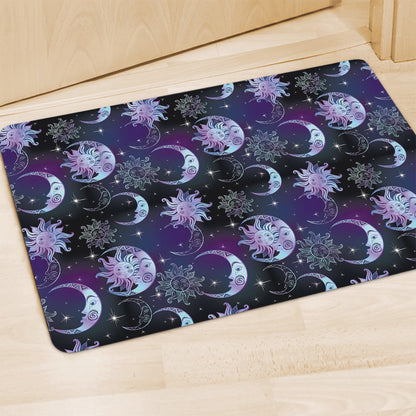 Galaxy Celestial Sun And Moon Print Polyester Doormat