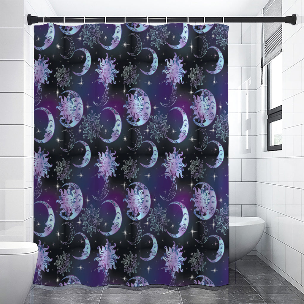 Galaxy Celestial Sun And Moon Print Premium Shower Curtain