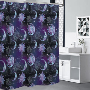 Galaxy Celestial Sun And Moon Print Premium Shower Curtain