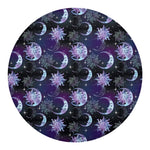 Galaxy Celestial Sun And Moon Print Round Blanket