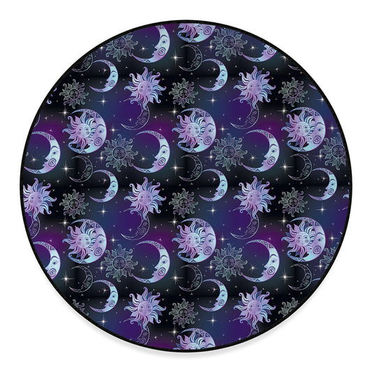 Galaxy Celestial Sun And Moon Print Round Floor Mat