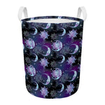 Galaxy Celestial Sun And Moon Print Round Laundry Basket