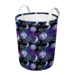 Galaxy Celestial Sun And Moon Print Round Laundry Basket
