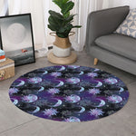 Galaxy Celestial Sun And Moon Print Round Rug