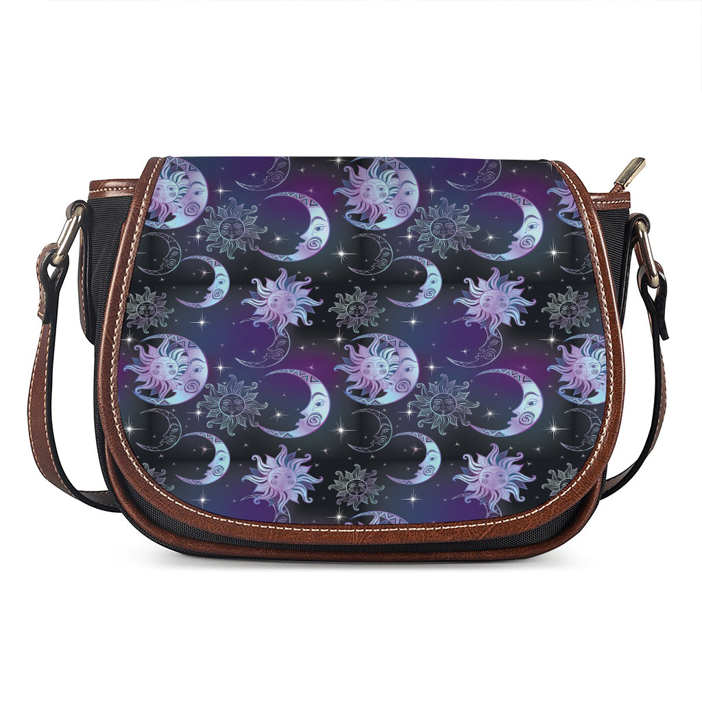 Galaxy Celestial Sun And Moon Print Saddle Bag
