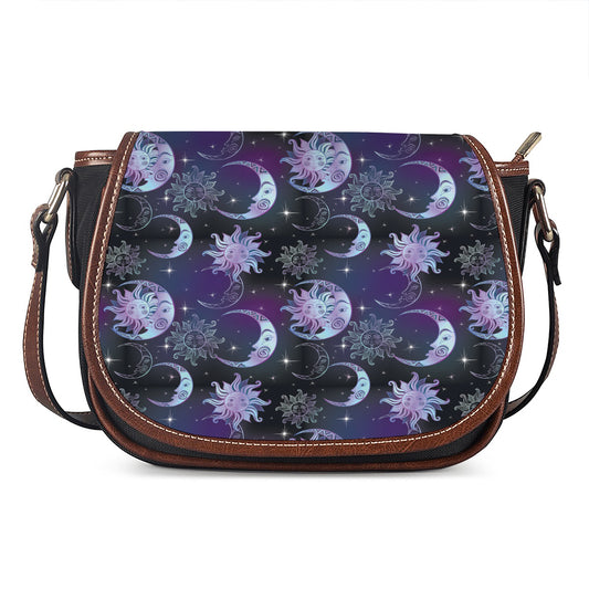 Galaxy Celestial Sun And Moon Print Saddle Bag