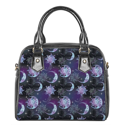 Galaxy Celestial Sun And Moon Print Shoulder Handbag
