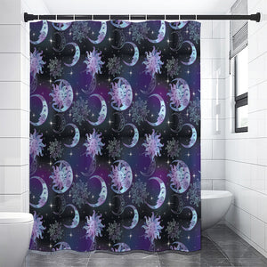 Galaxy Celestial Sun And Moon Print Shower Curtain