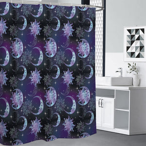 Galaxy Celestial Sun And Moon Print Shower Curtain