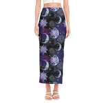 Galaxy Celestial Sun And Moon Print Side Slit Maxi Skirt