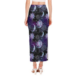 Galaxy Celestial Sun And Moon Print Side Slit Maxi Skirt